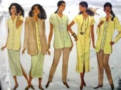 1122 EZ VOGUE  LONG JACKET, DRESS,  TOP,  BOTTOMS PATTERN 12-16,18-22 UNCUT choice